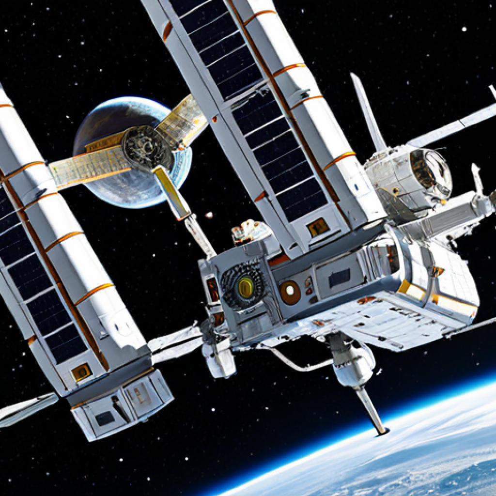 Orbital Refueling Station**

"A futuristic orbital gas station in space, a spacecraft docked and being refueled, Earth in the background, solar panels, robotic arms, safe for work, appropriate content, fully clothed astronauts visible inside the spacecraft, perfect anatomy, correct proportions, natural pose, professional, high-resolution, detailed textures, family-friendly."

**