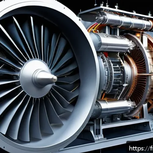 가스터빈 엔진 열역학 - A highly detailed and realistic illustration of a modern gas turbine engine in operation, showing th...