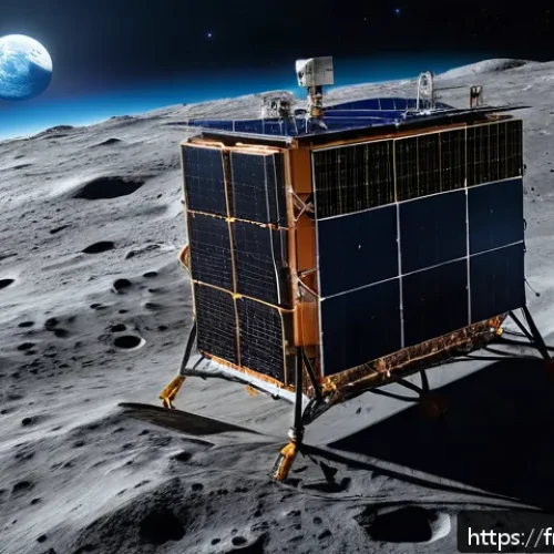 달 탐사선 개발 기술 - A futuristic lunar probe equipped with multiple compact ion thrusters, floating above the Moon&rsquo;s rug...